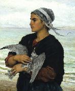 Jules Breton The Wounded Sea Gull USA oil painting artist